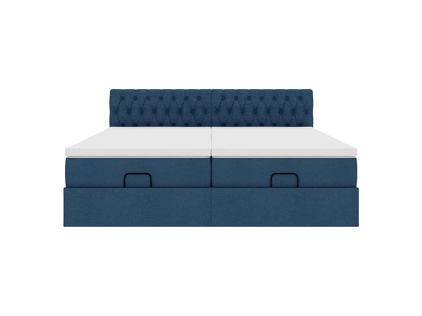 Cadre de lit ottoman avec matelas bleu 200x200cm tissu