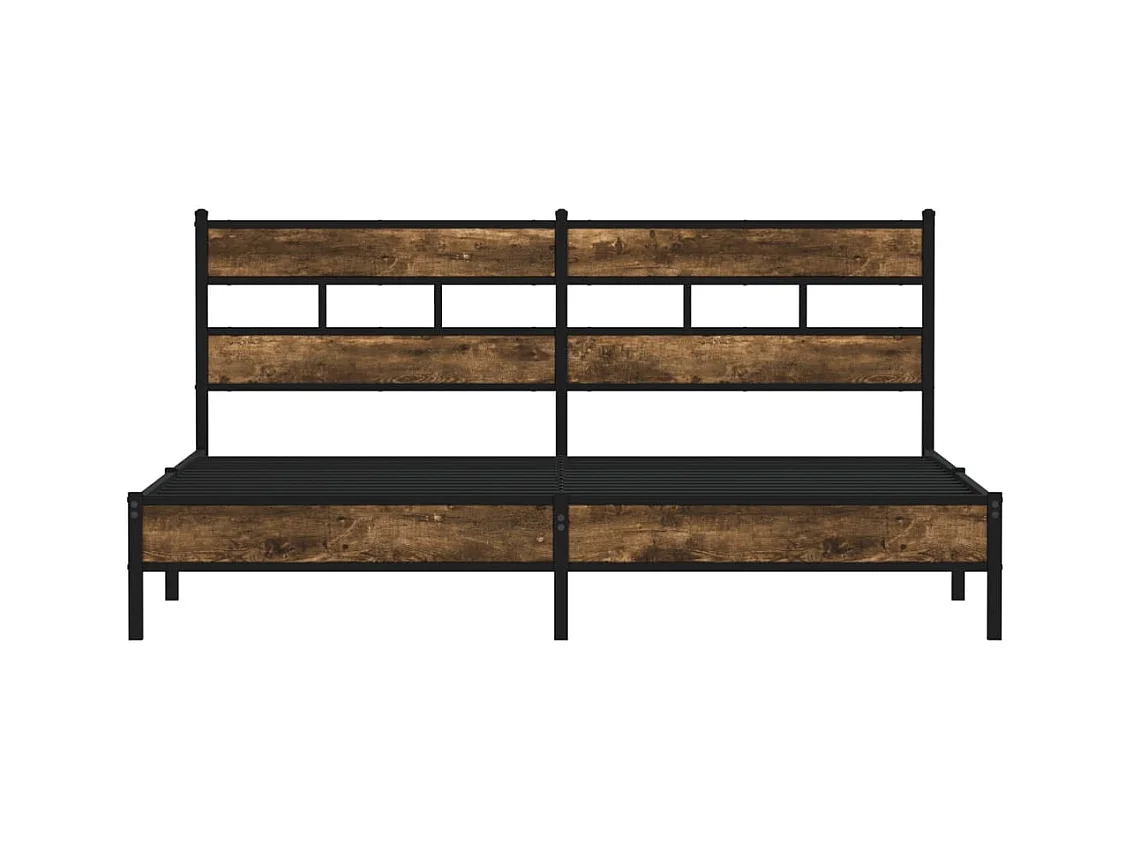 Cadre de lit en métal sans matelas chêne fumé 193x203 cm
