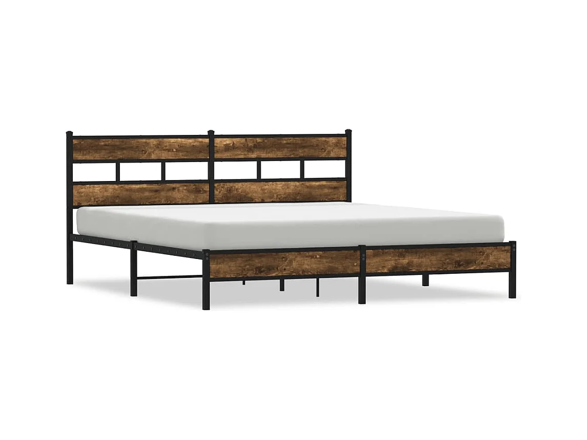 Metallbett ohne Matratze Räuchereiche 193x203 cm