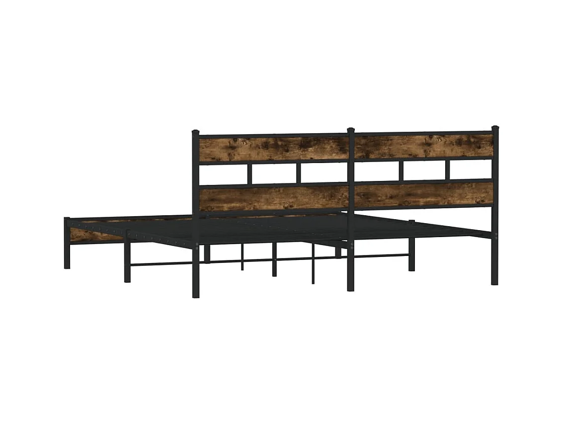 Metallbett ohne Matratze Räuchereiche 193x203 cm