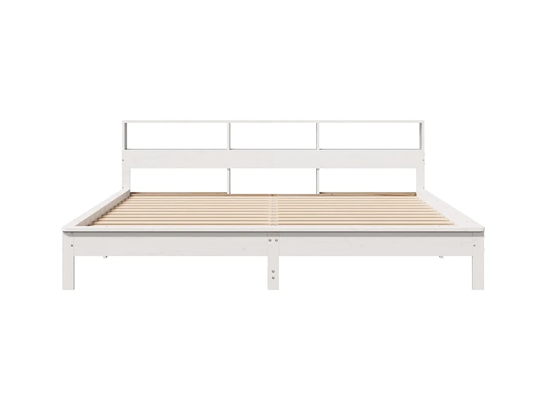 Cadre de lit sans matelas blanc 200x200 cm bois massif de pin