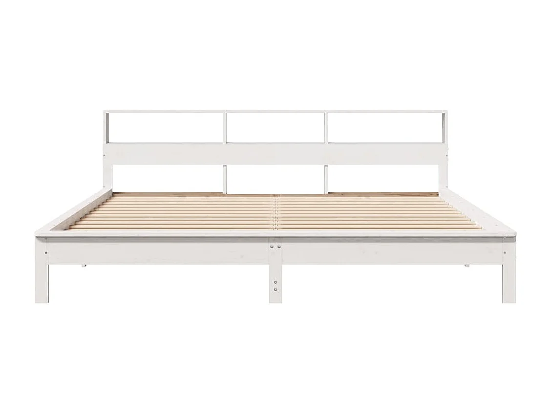 Cadre de lit sans matelas blanc 200x200 cm bois massif de pin