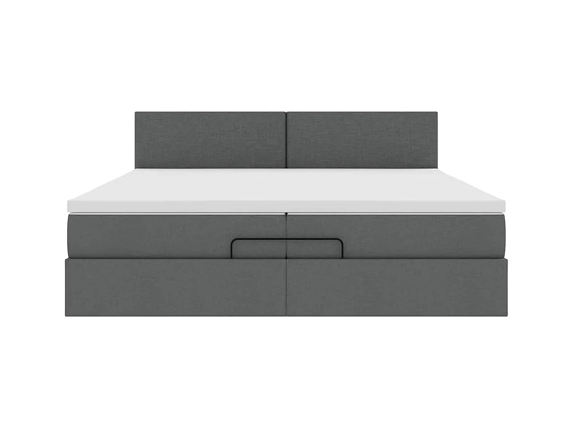 Cadre de lit ottoman avec matelas gris foncé 200x200 cm tissu