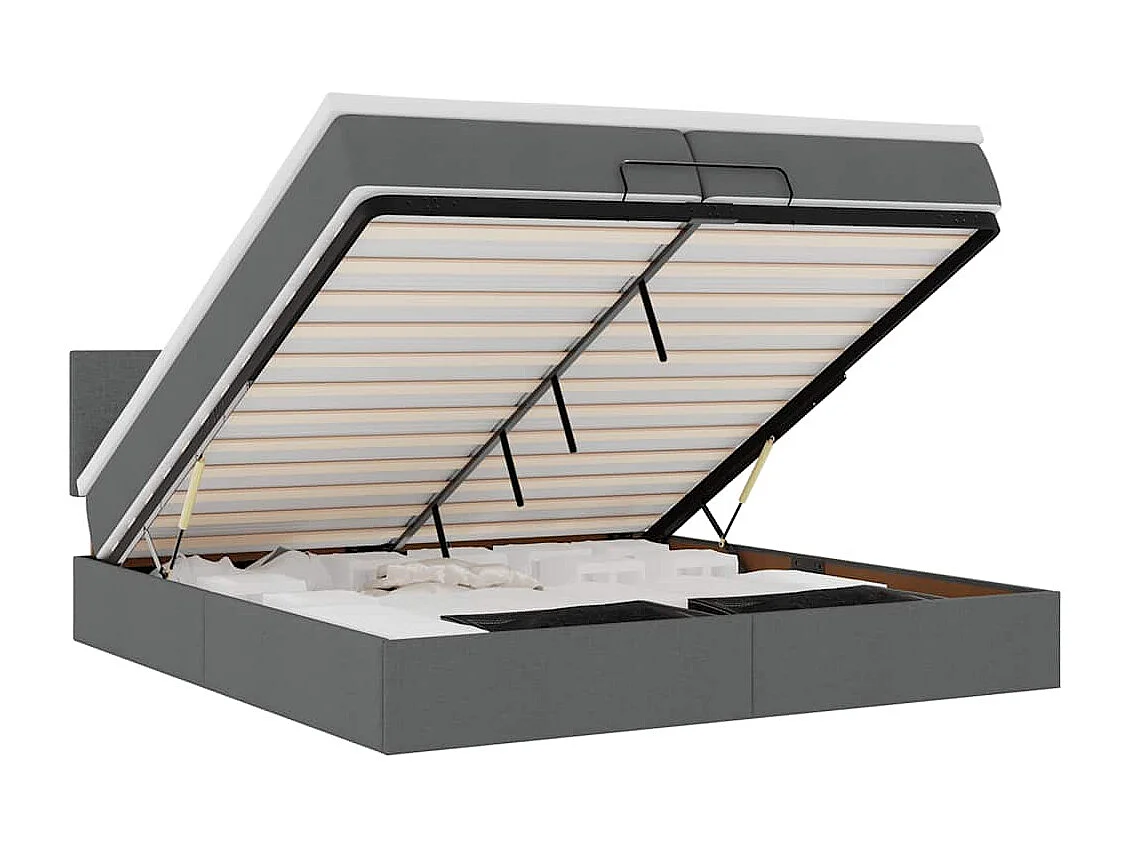 Ottoman-Bett mit Matratze Dunkelgrau 200x200 cm Stoff