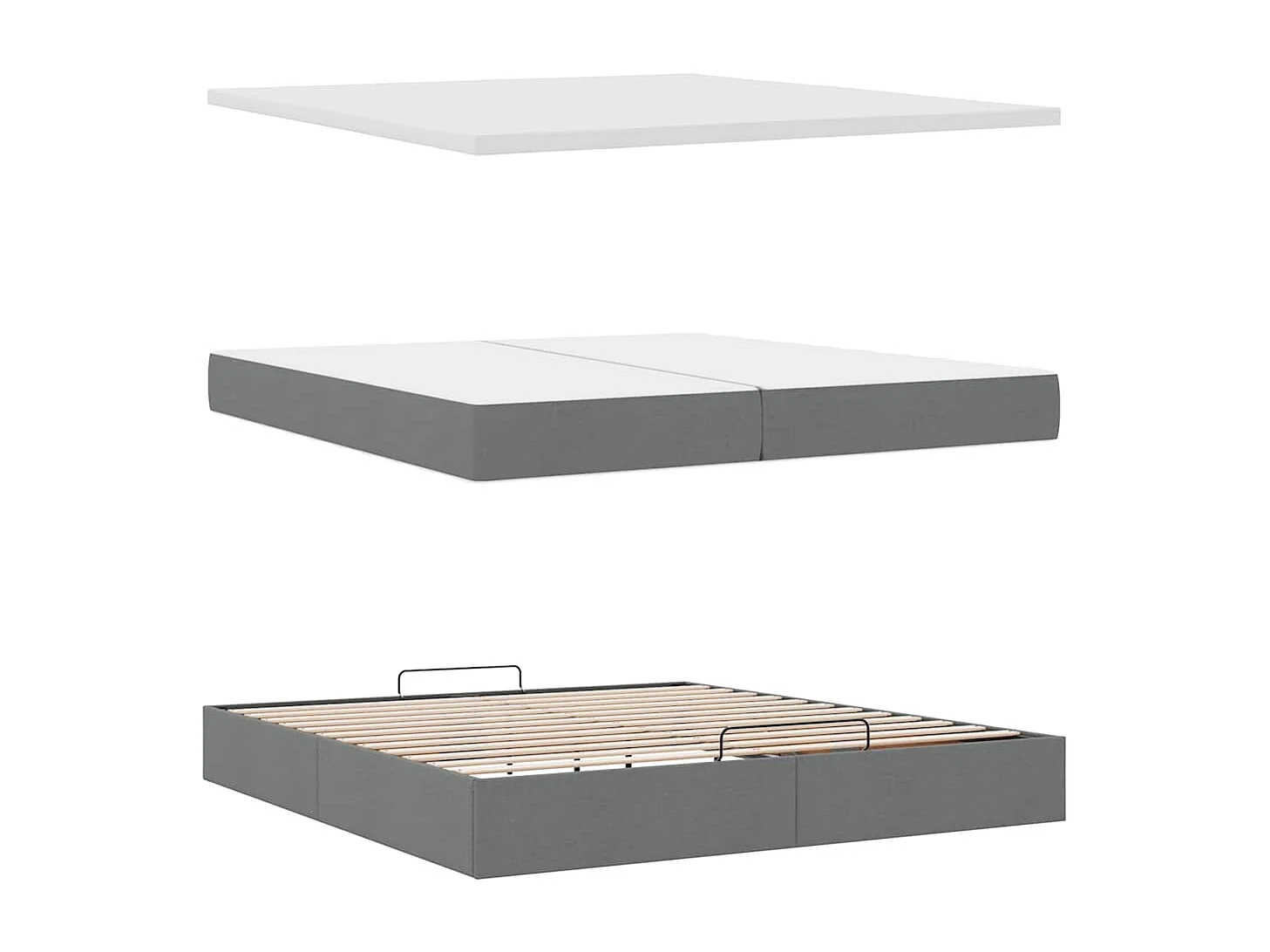 Ottoman-Bett mit Matratze Dunkelgrau 200x200 cm Stoff