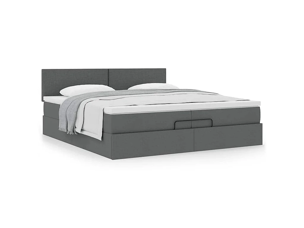 Ottoman bed met matras 200x200 cm stof donkergrijs