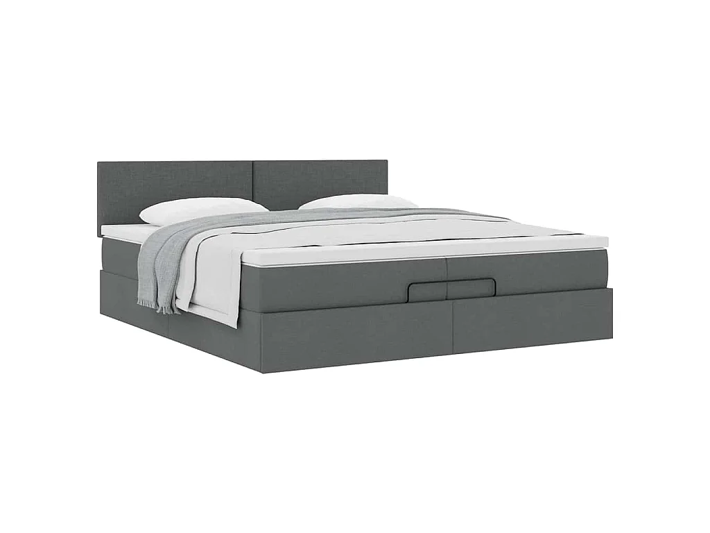 Ottoman bed met matras 200x200 cm stof donkergrijs