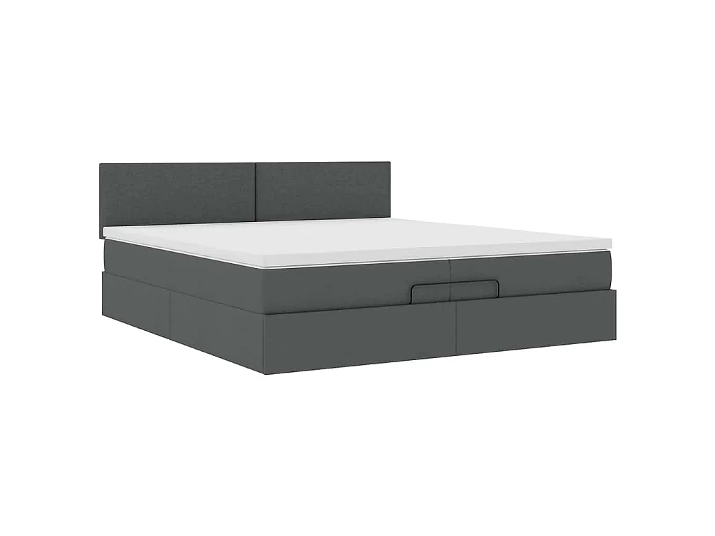 Ottoman bed met matras 200x200 cm stof donkergrijs