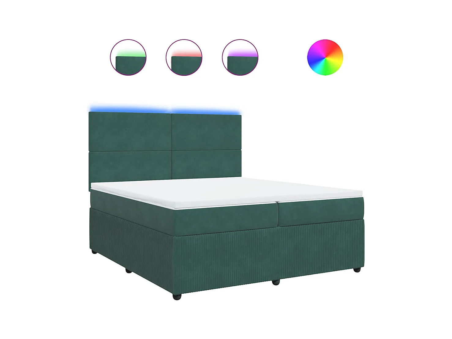 Sommier à lattes de lit et matelas Vert foncé 200x200cm Velours