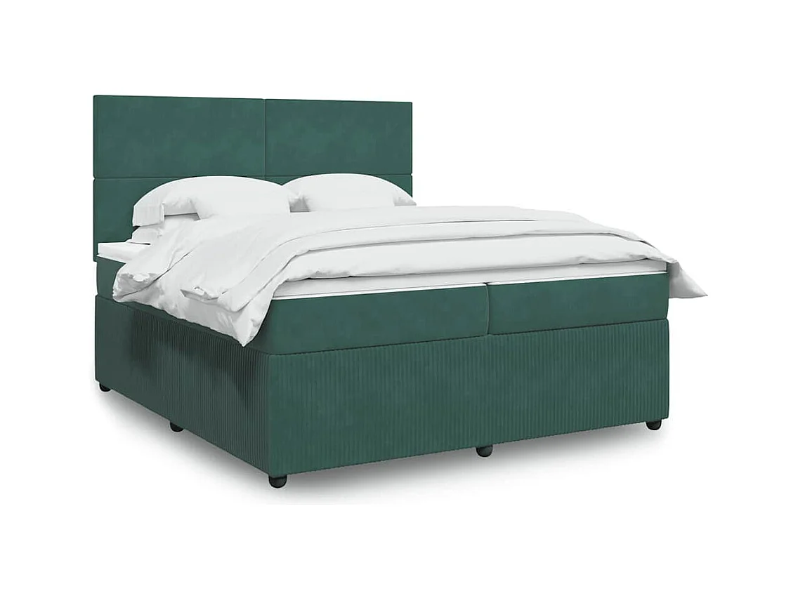 Boxspringbett mit Matratze Dunkelgrün 200x200 cm Samt