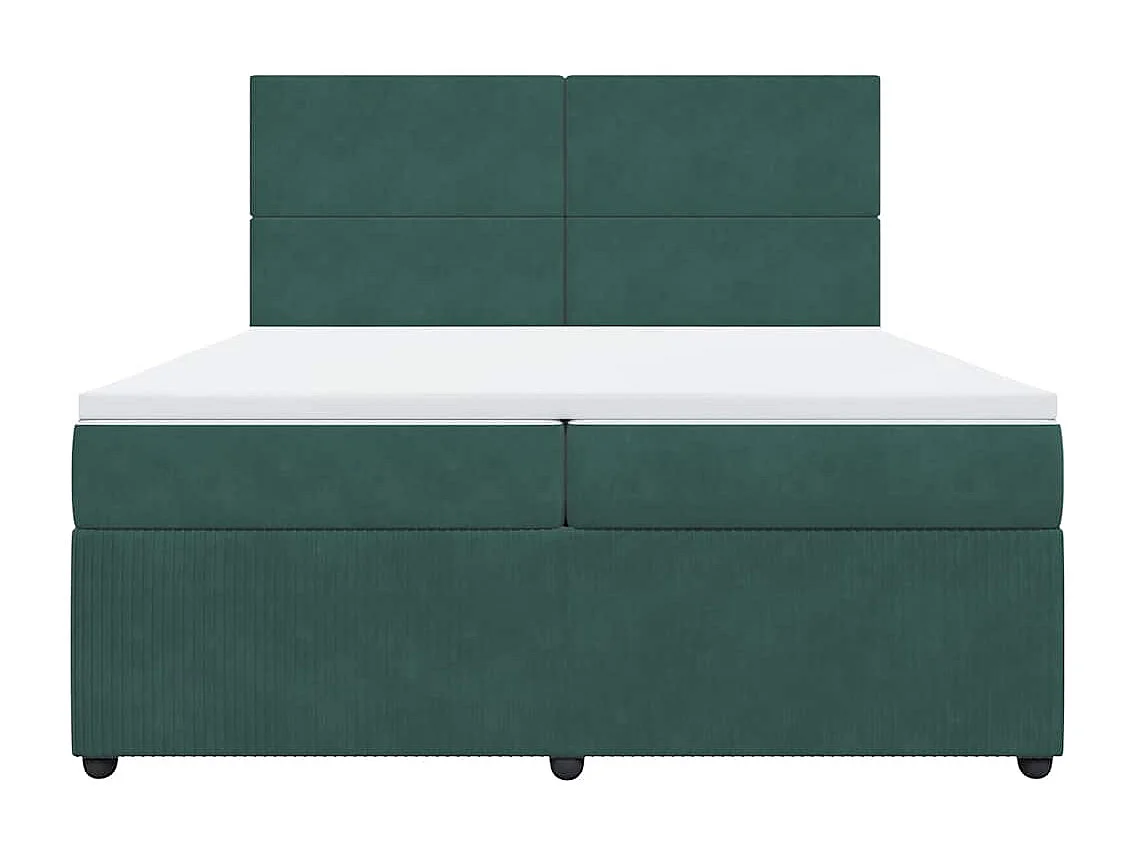 Boxspring met matras fluweel donkergroen 200x200 cm