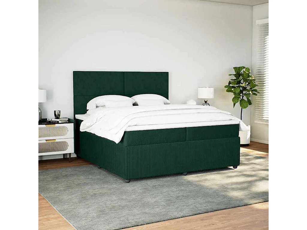 Sommier à lattes de lit et matelas Vert foncé 200x200cm Velours