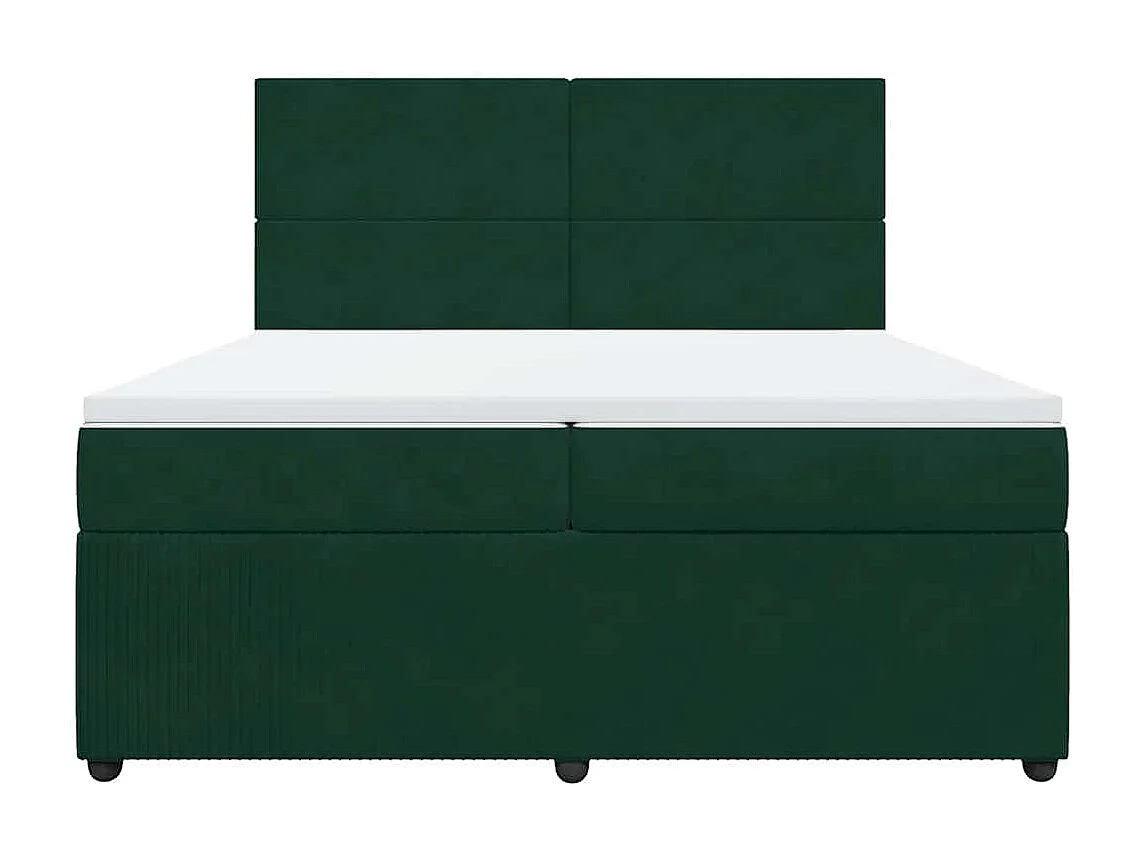 Sommier à lattes de lit et matelas Vert foncé 200x200cm Velours
