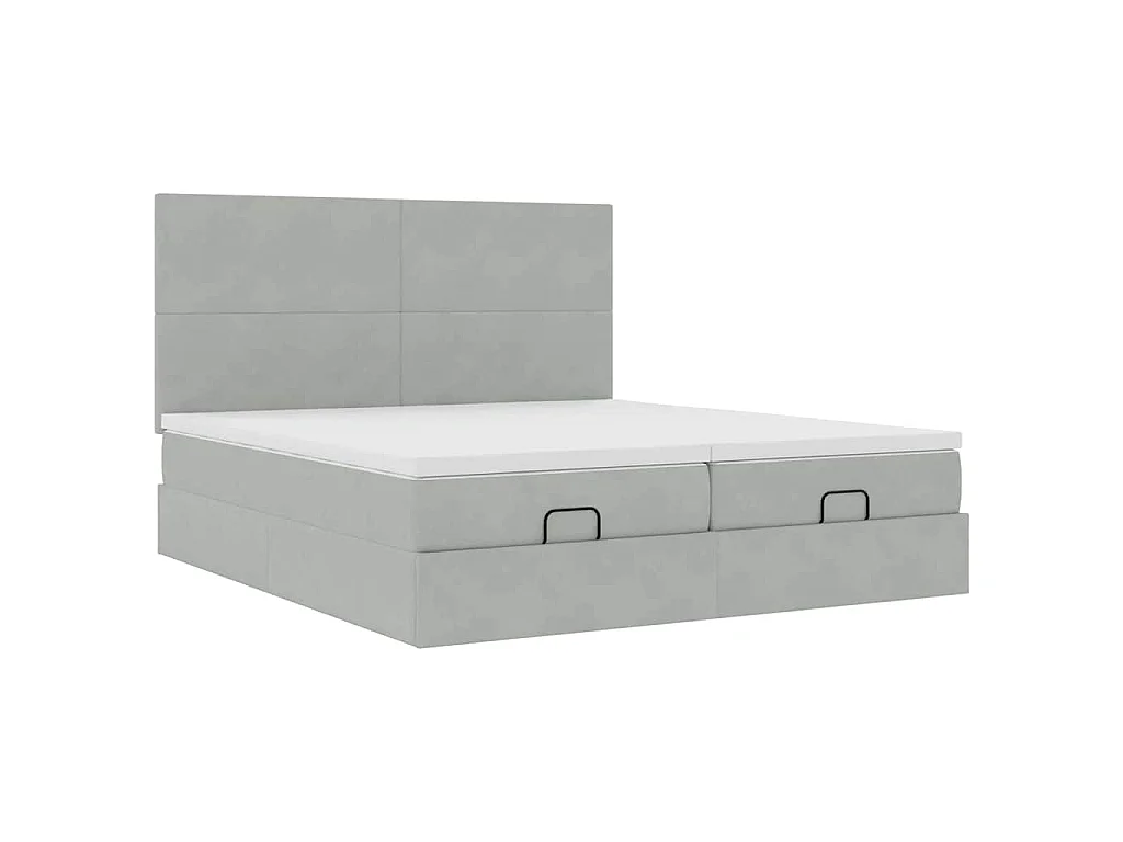 Ottoman-Bett mit Matratzen Hellgrau 200x200 cm Samt