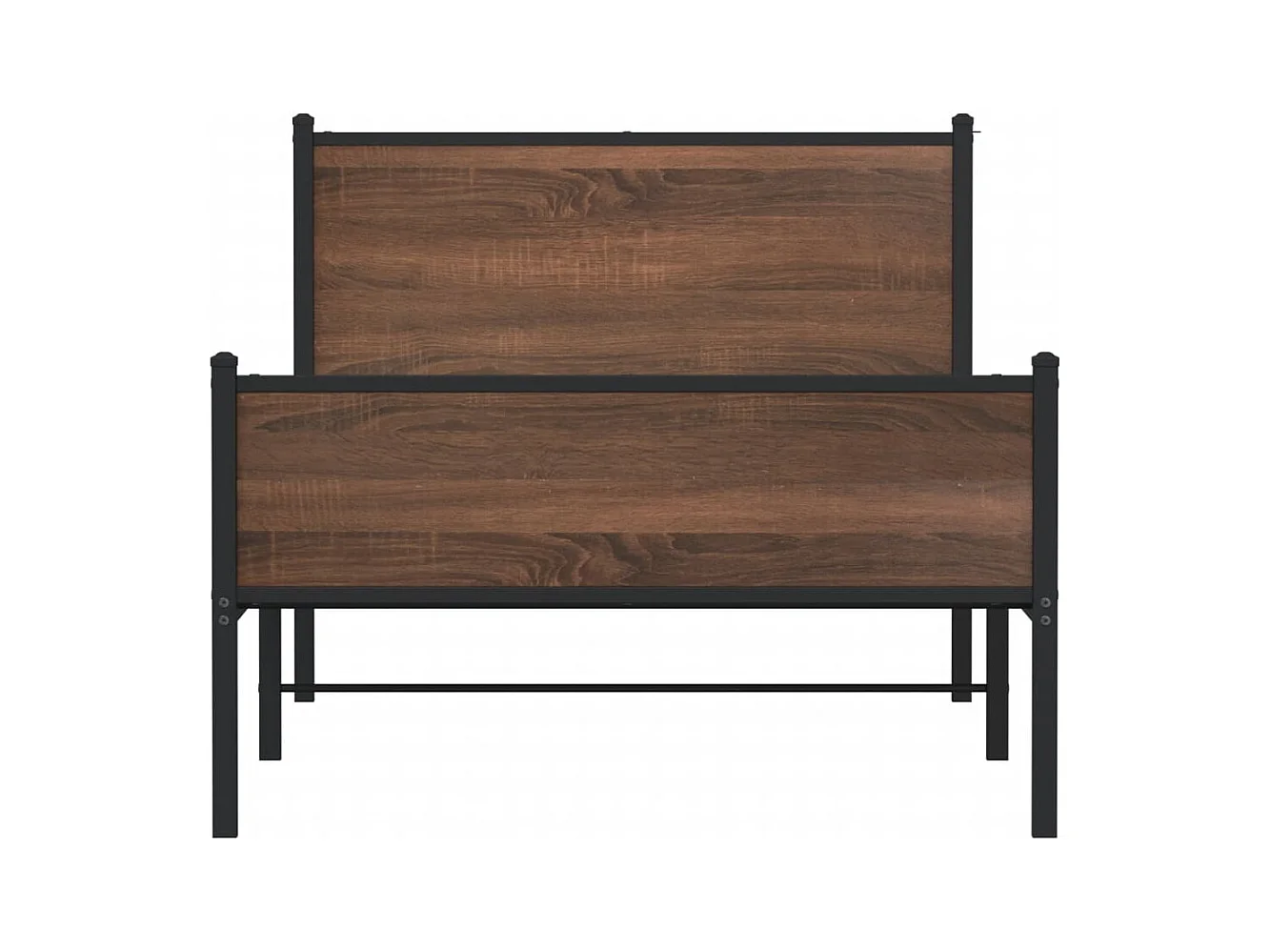 Cadre de lit en métal sans matelas chêne marron 107x203 cm