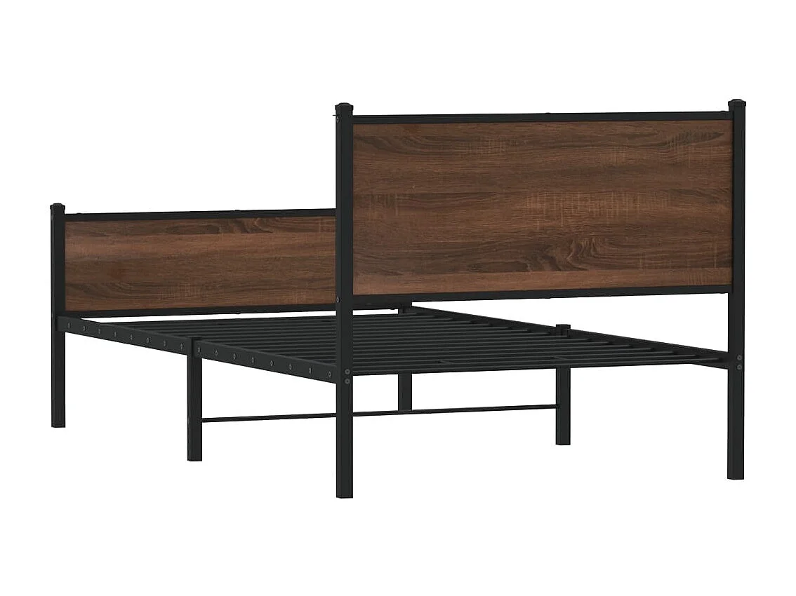 Cadre de lit en métal sans matelas chêne marron 107x203 cm