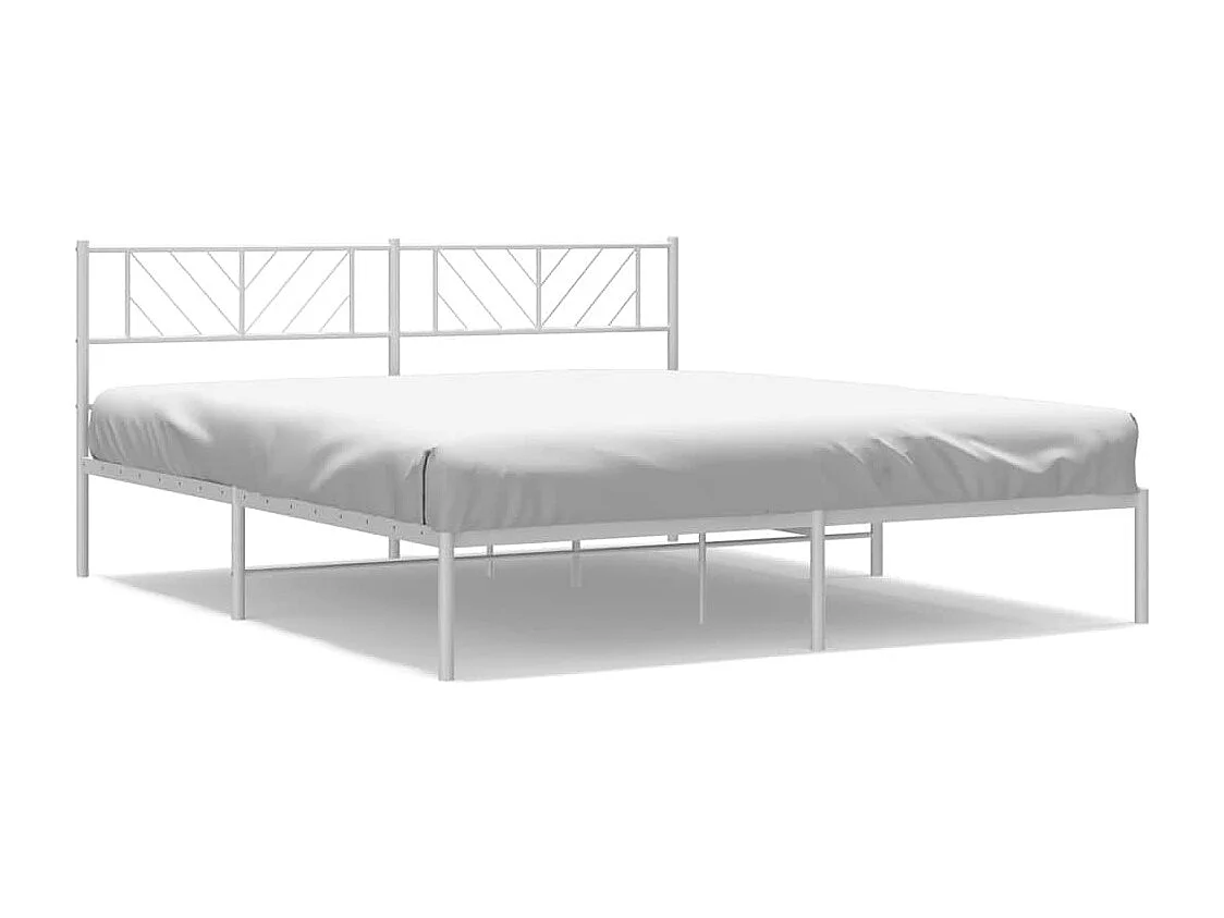 Cadre de lit métal sans matelas et tête de lit blanc 193x203 cm