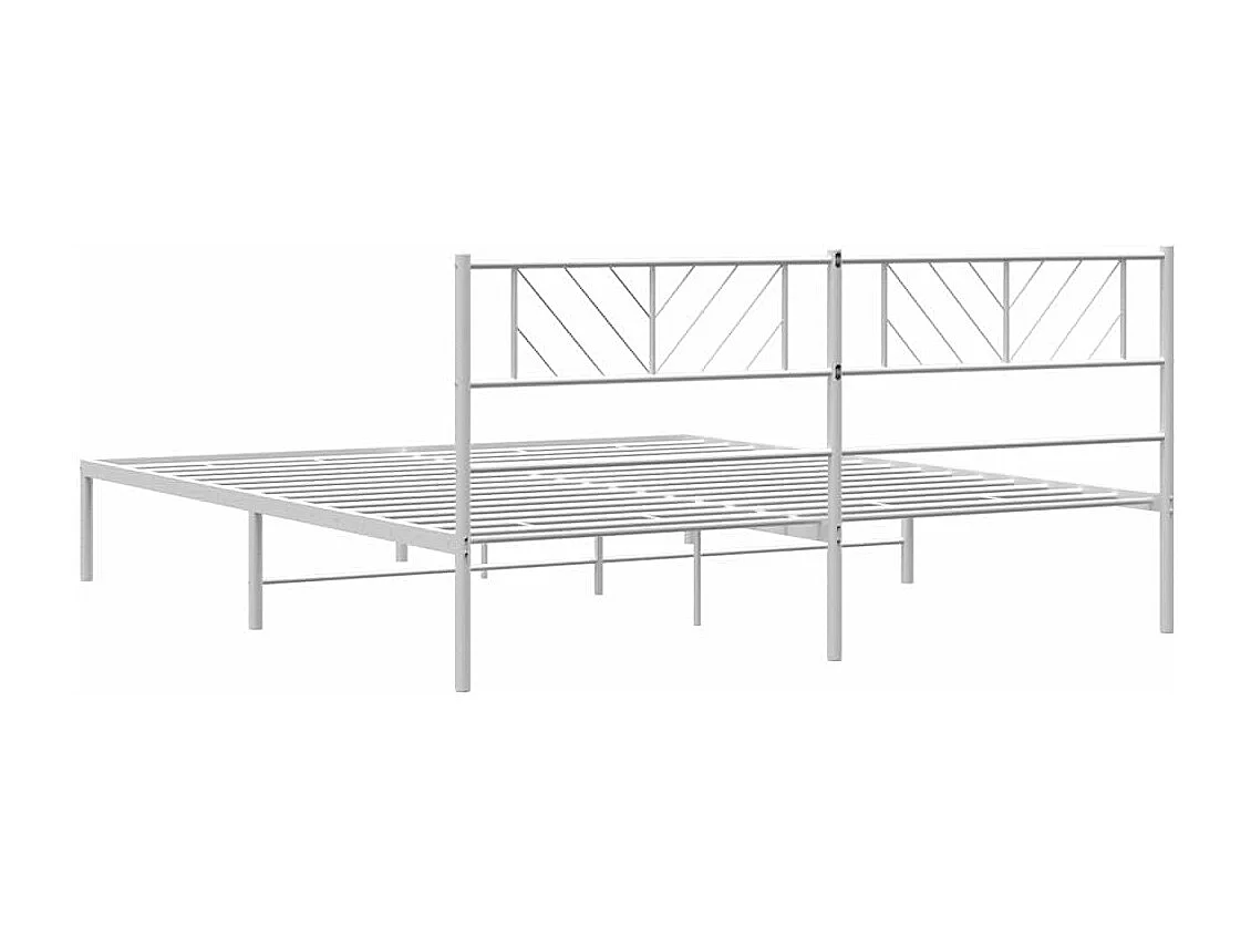 Cadre de lit métal sans matelas et tête de lit blanc 193x203 cm