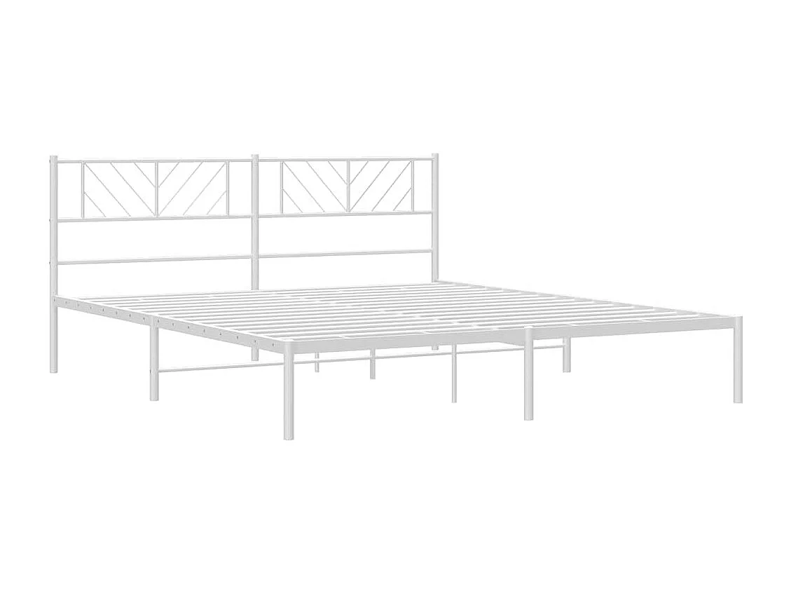 Cadre de lit métal sans matelas et tête de lit blanc 193x203 cm