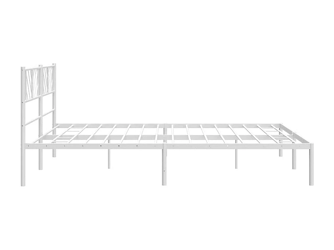 Cadre de lit métal sans matelas et tête de lit blanc 193x203 cm