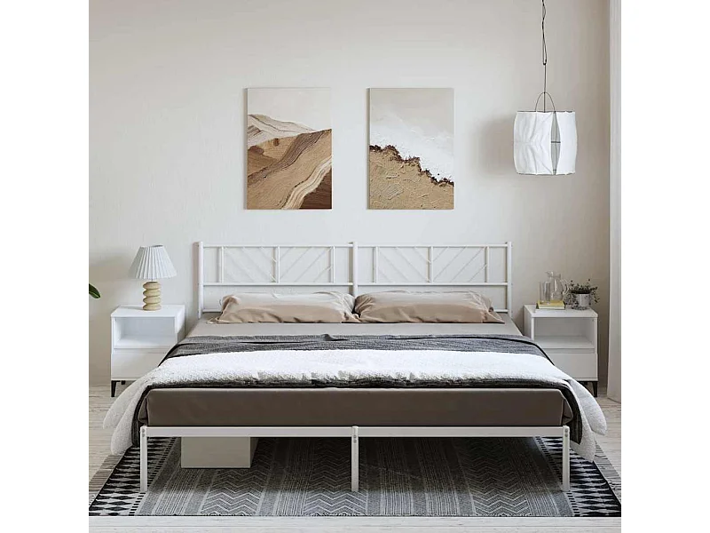 Giroletto con Testiera Metallo Bianco 193x203 cm