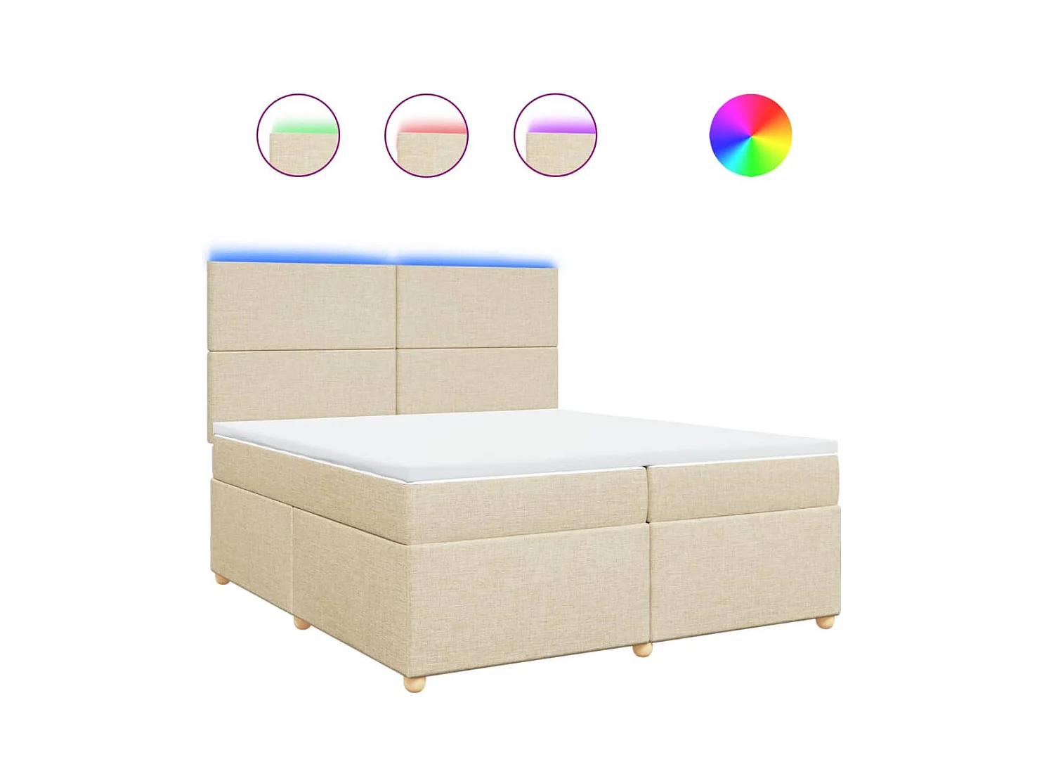 Sommier à lattes de lit avec matelas Crème 200x200 cm Tissu