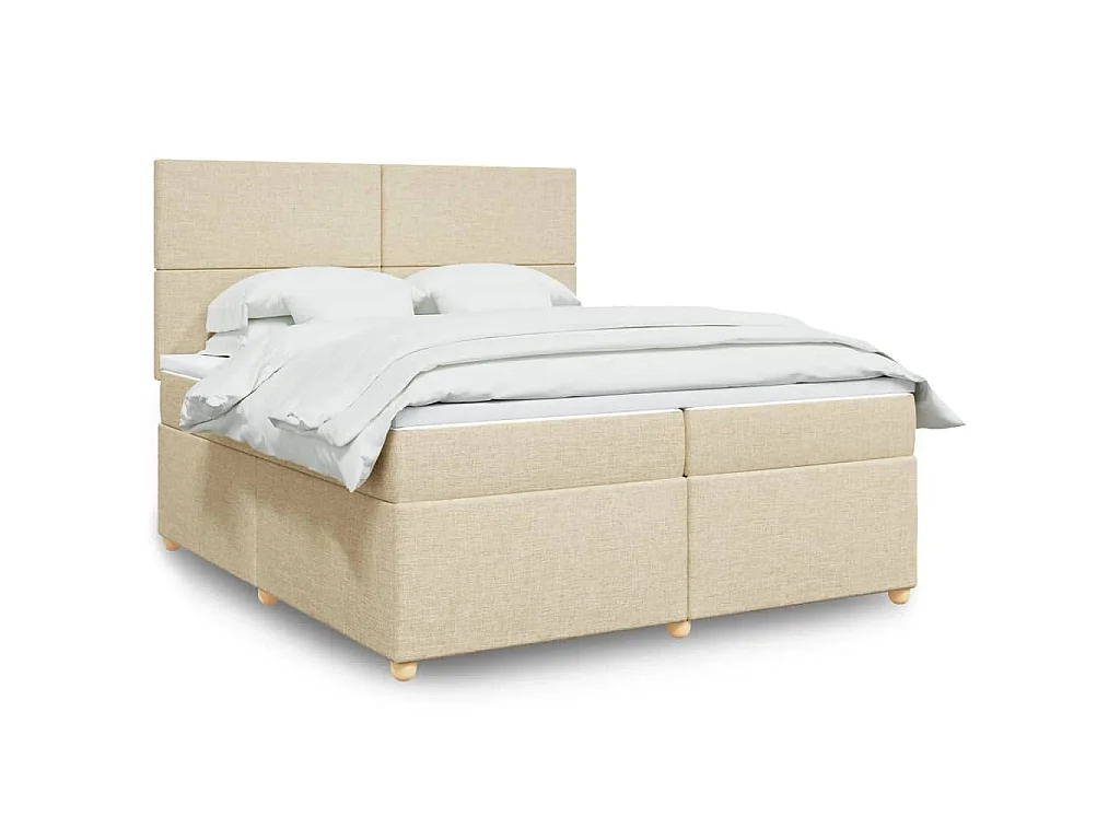 Giroletto a Molle con Materasso Crema 200x200 cm in Tessuto