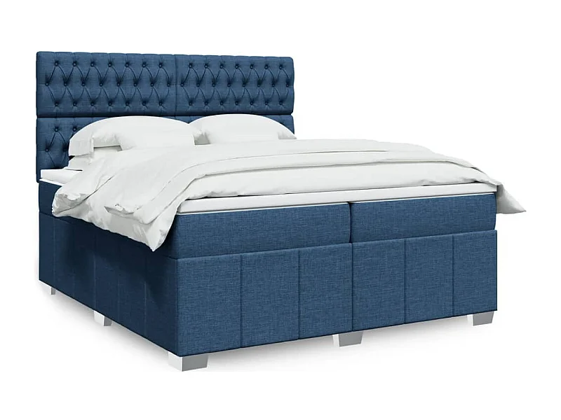 Boxspringbett mit Matratze Blau 200x200 cm Stoff
