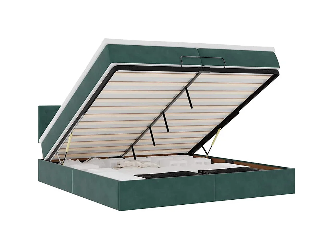 Cadre de lit ottoman avec matelas vert foncé 200x200 cm velours