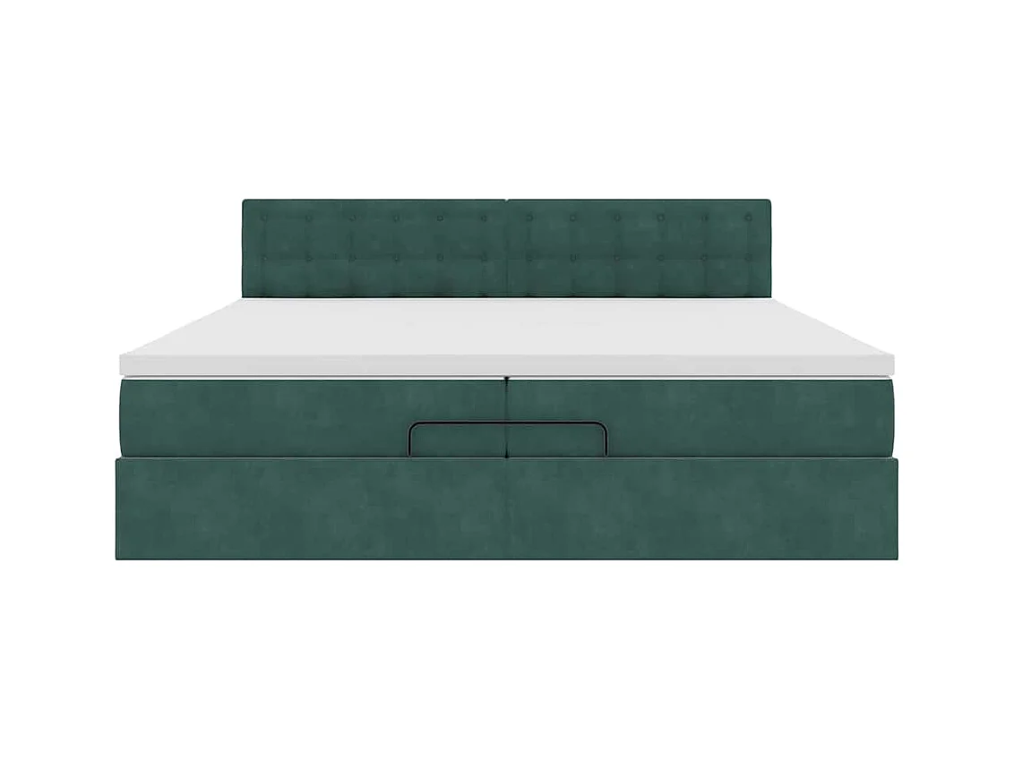 Cadre de lit ottoman avec matelas vert foncé 200x200 cm velours