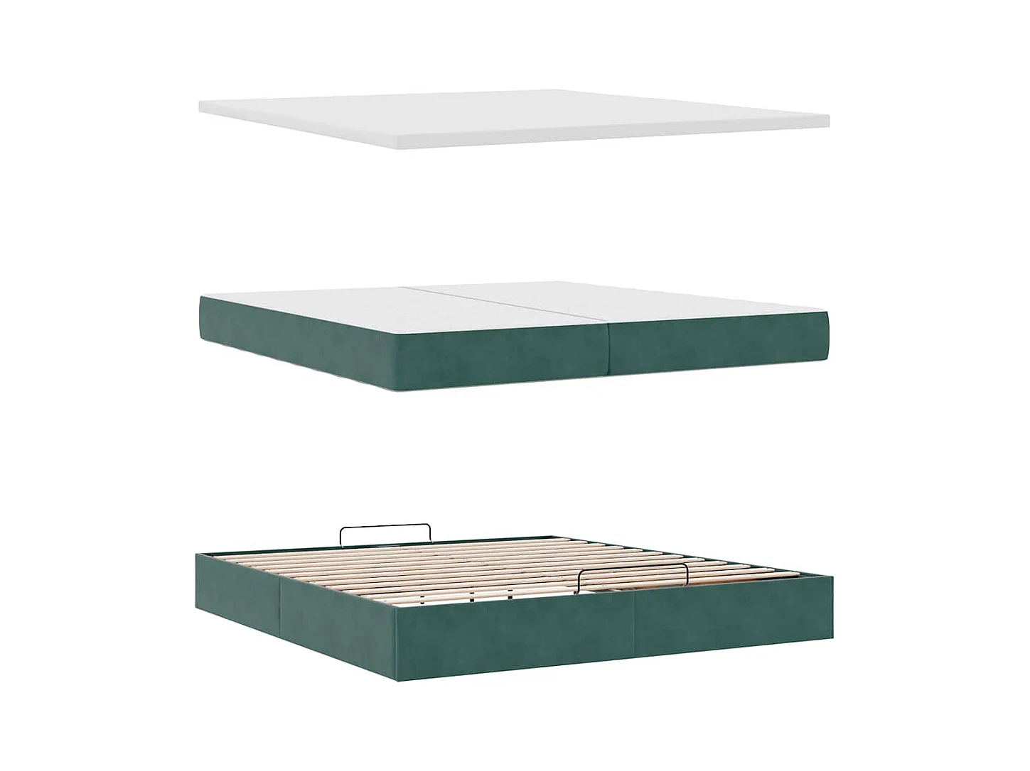 Cadre de lit ottoman avec matelas vert foncé 200x200 cm velours
