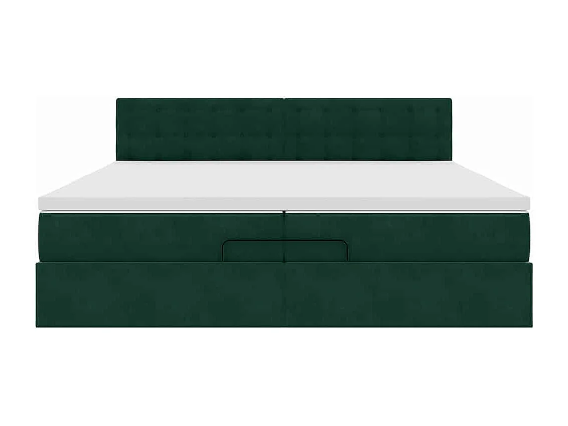 Ottoman-Bett mit Matratze Dunkelgrün 200x200 cm Samt