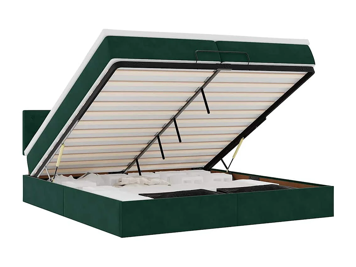 Ottoman-Bett mit Matratze Dunkelgrün 200x200 cm Samt