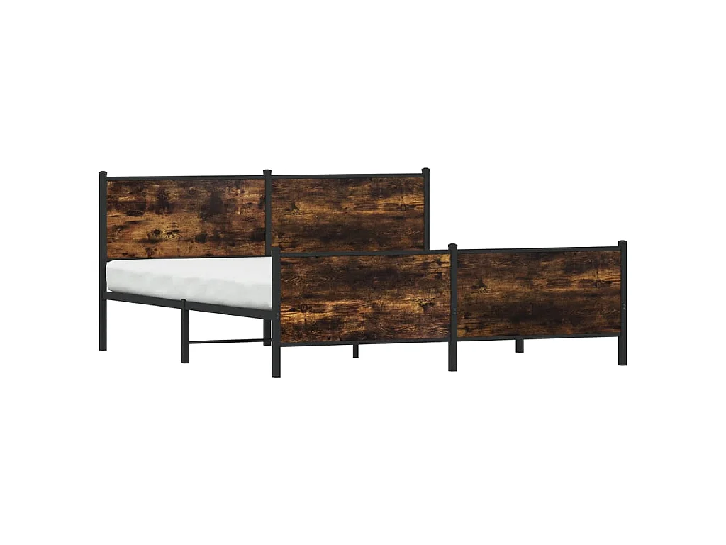Estructura de cama sin colchón metal roble ahumado 200x200 cm