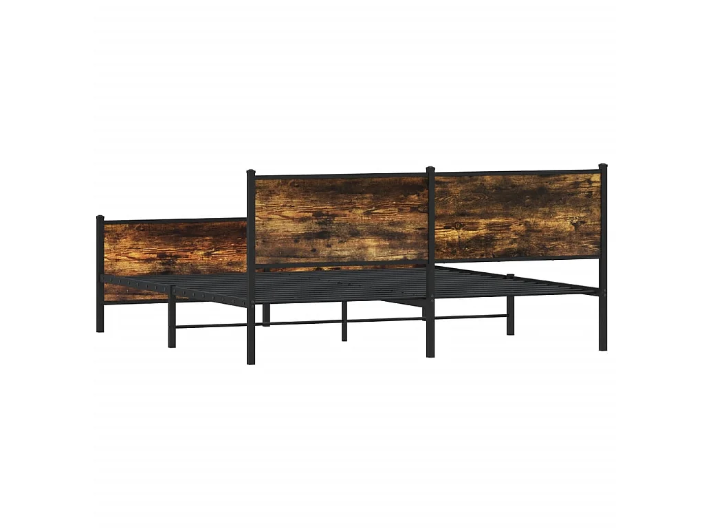 Estructura de cama sin colchón metal roble ahumado 200x200 cm