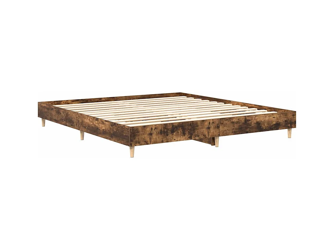 Cadre de lit sans matelas chêne fumé 200x200 cm bois ingénierie