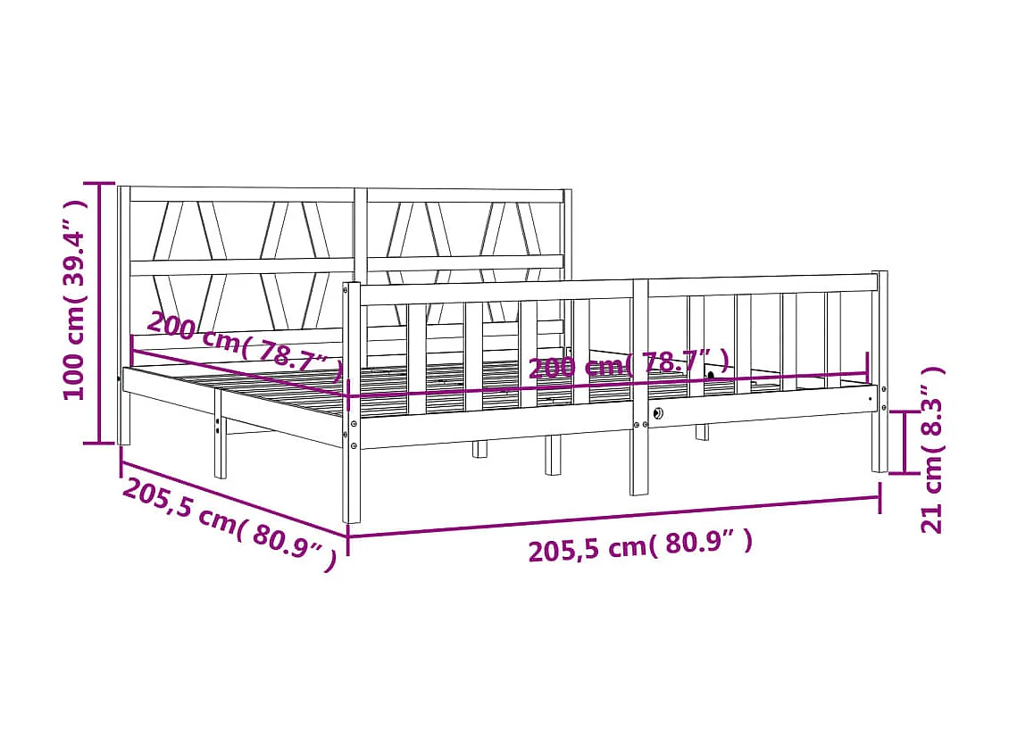 Massivholzbett ohne Matratze Weiß 200x200 cm Kiefernholz