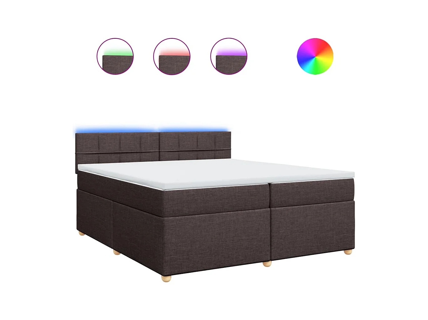 Cama com molas/colchão 200x200 cm tecido castanho-escuro