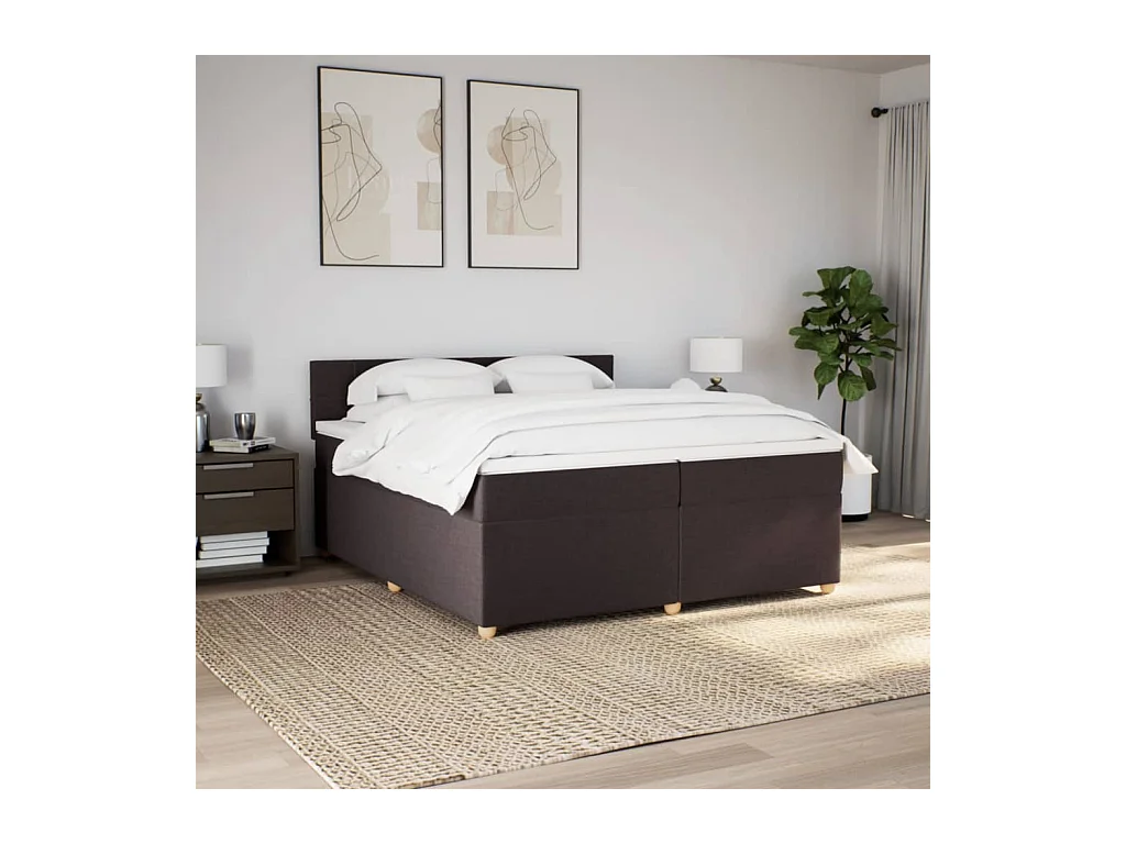 Cama com molas/colchão 200x200 cm tecido castanho-escuro