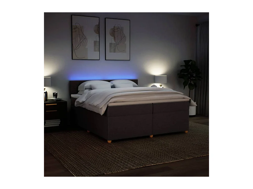 Cama com molas/colchão 200x200 cm tecido castanho-escuro