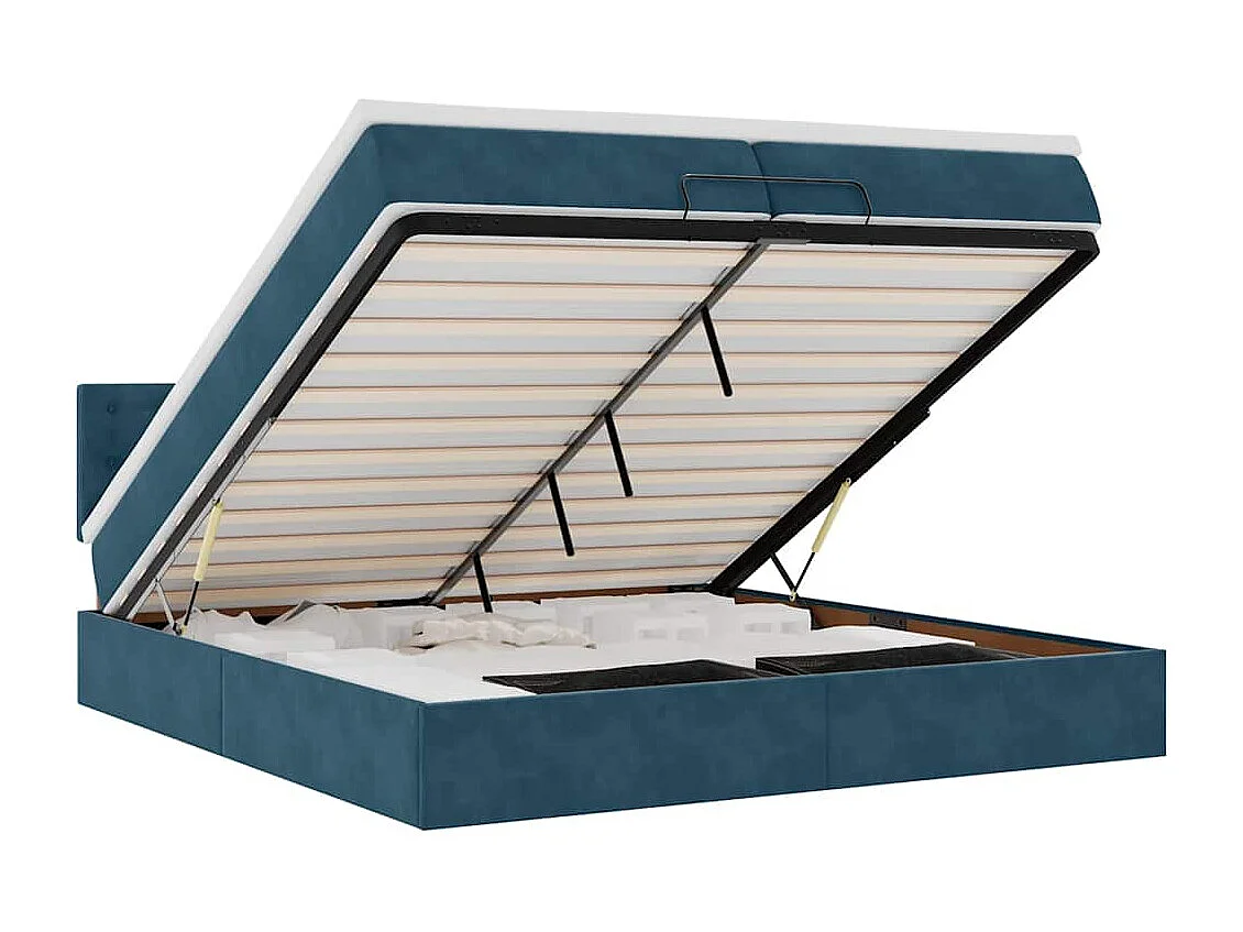 Struttura Letto Pouf con Materasso 200x200 cm in Velluto