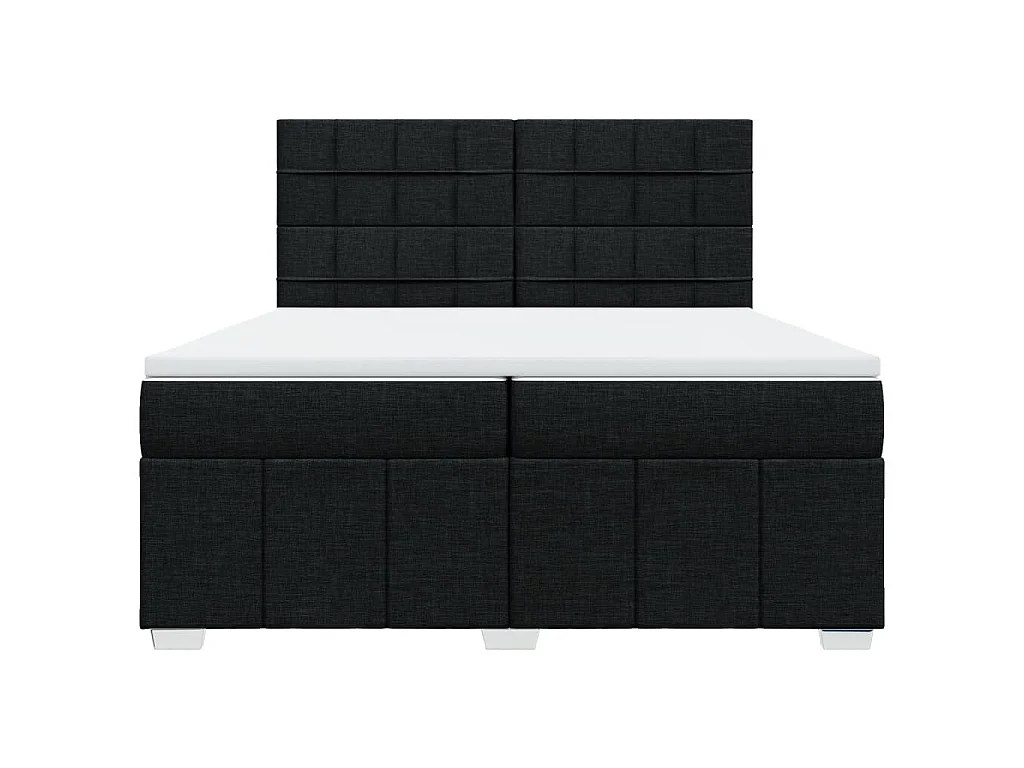 Sommier à lattes de lit avec matelas Noir 200x200 cm Tissu