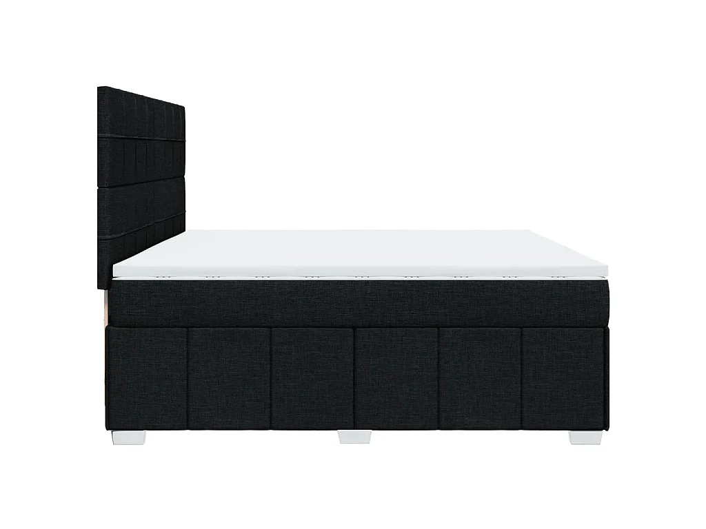 Sommier à lattes de lit avec matelas Noir 200x200 cm Tissu