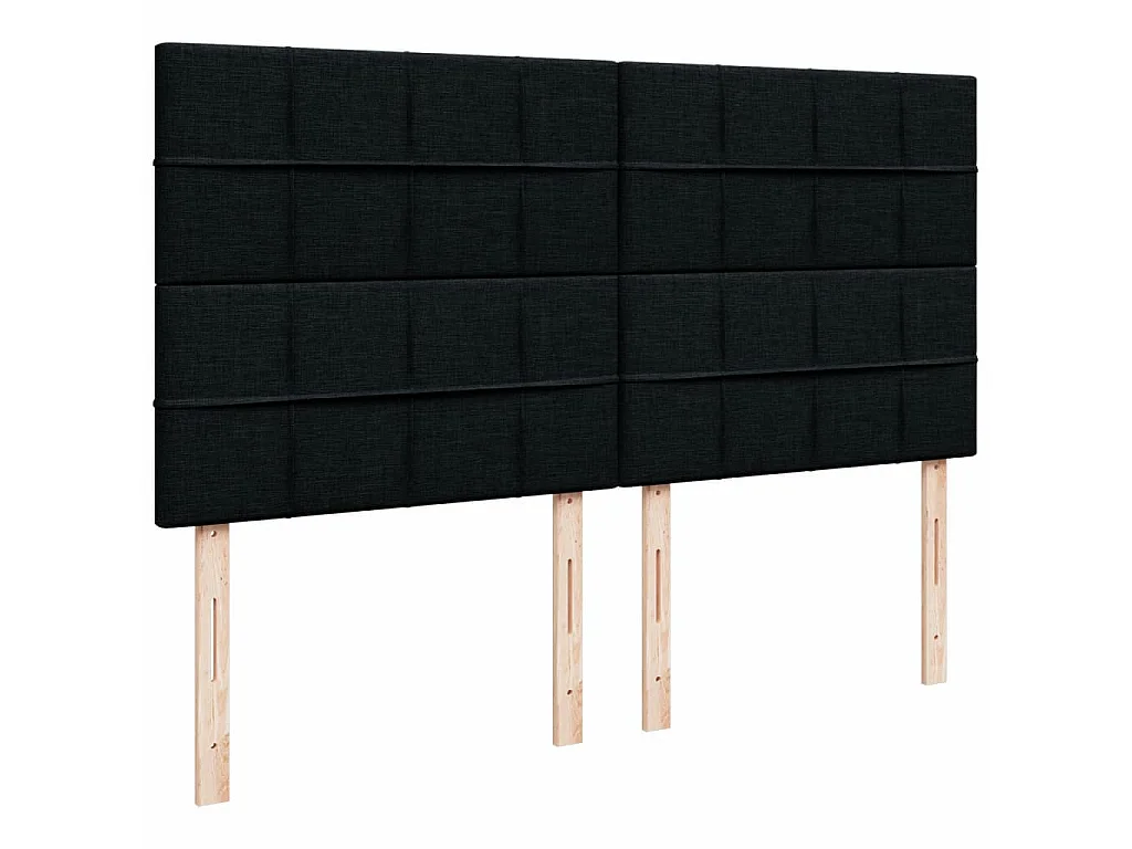 Sommier à lattes de lit avec matelas Noir 200x200 cm Tissu