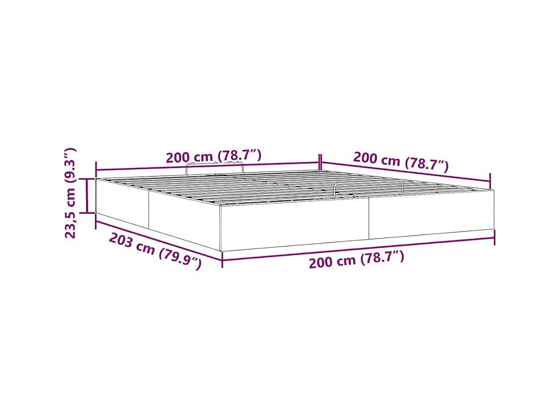 Estructura cama otomana sin colchón terciopelo negra 200x200 cm