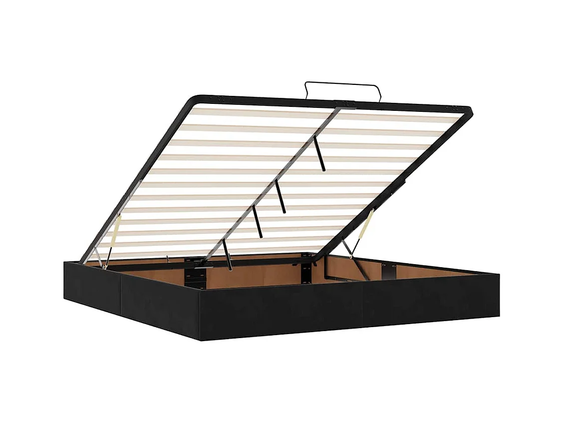 Estructura cama otomana sin colchón terciopelo negra 200x200 cm