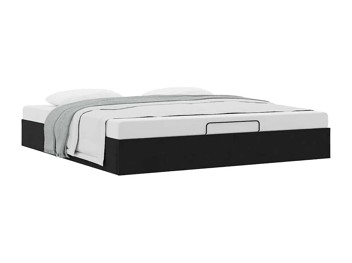 Cadre de lit ottoman sans matelas noir 200x200 cm velours