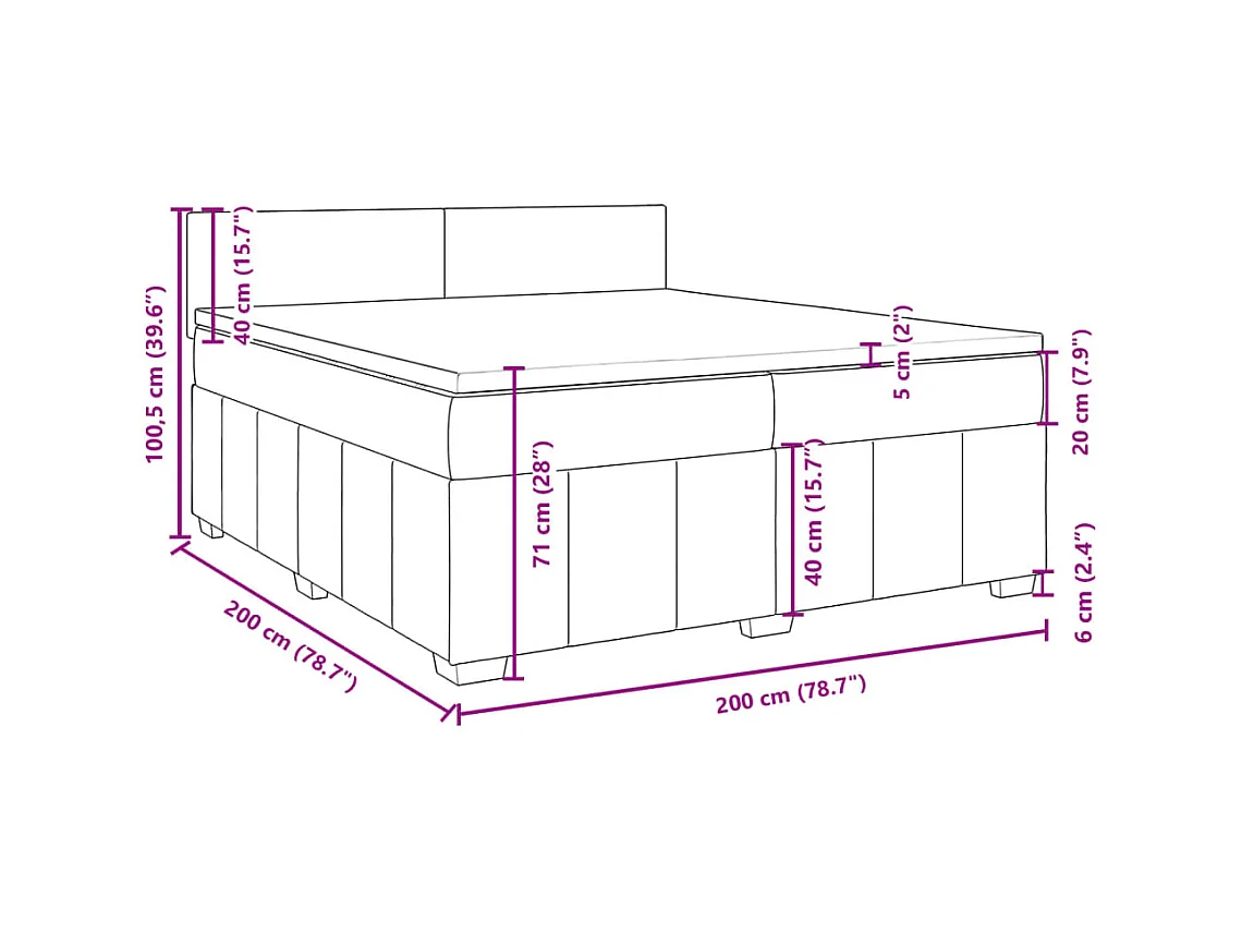 Boxspring met matras stof taupe 200x200 cm