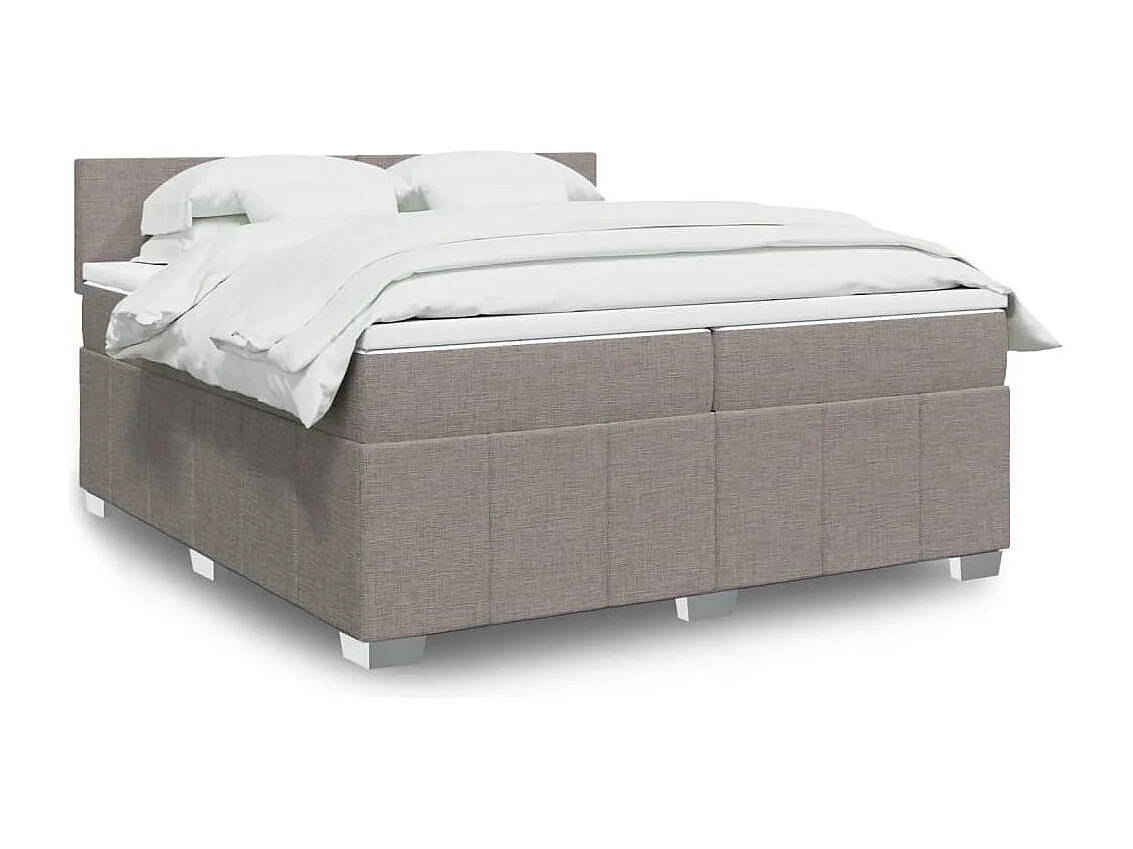Cama box spring con colchón tela gris taupe 200x200 cm