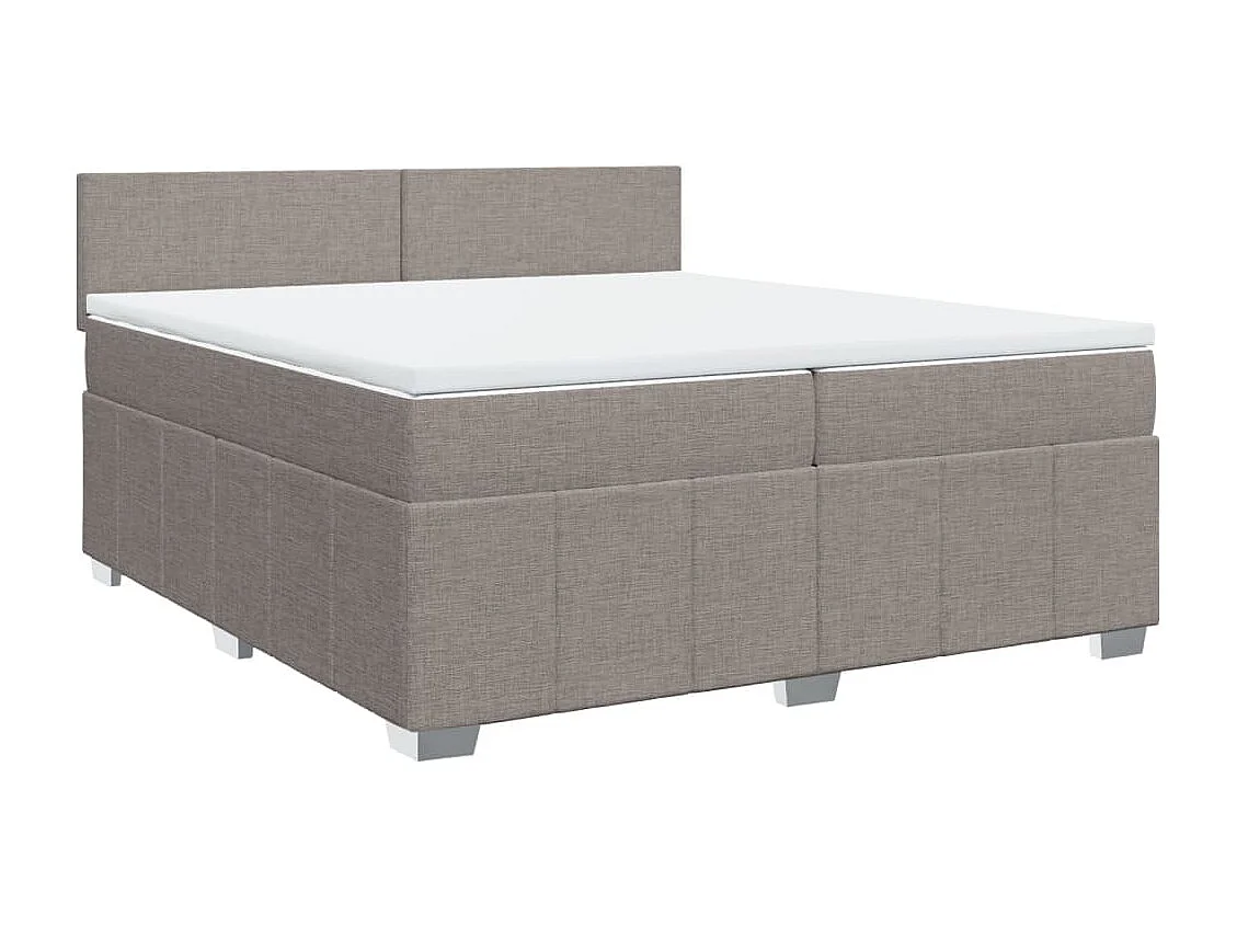 Cama box spring con colchón tela gris taupe 200x200 cm